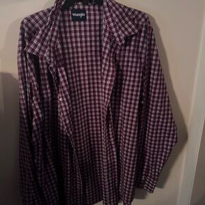 Wrangler red plaid pearl snap long sleeve shirt